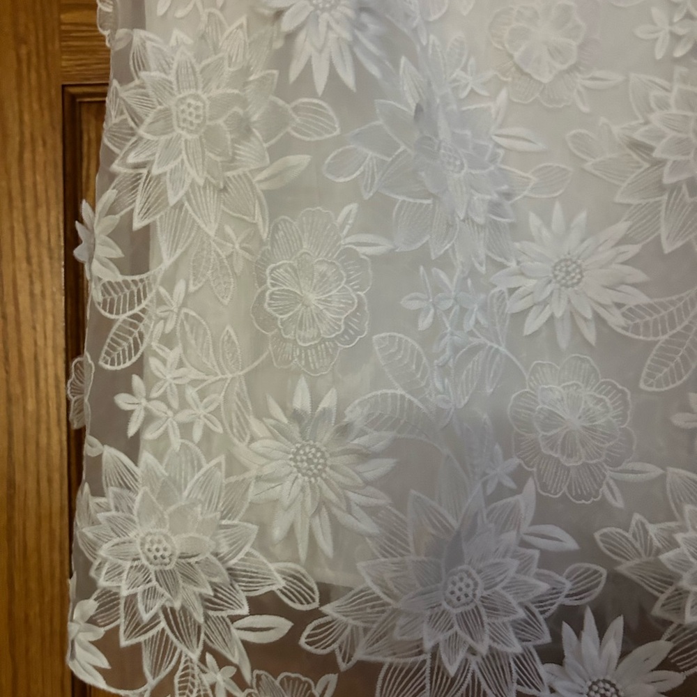 ZARA collection Elegant Floral Oyster White Lace Dress Large - Picture 5 of 8